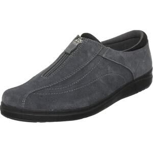 Grasshoppers Size 9.5 Gray Stretch Plus Zip Up Slipon Shoe Loafer Comfort Travel